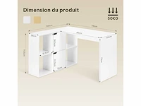 L-vormig hoekbureau met opberg, wit, 118x100x75 cm - afbeelding 4 van  6