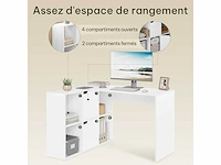 L-vormig hoekbureau met opberg, wit, 118x100x75 cm - afbeelding 5 van  6