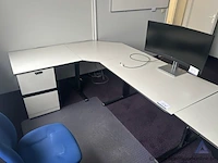 L-vormig kantoorbureau met ladeblok, afmetingen 220 x 120 cm