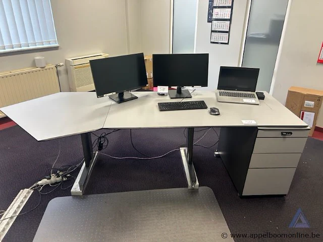 L-vormig kantoorbureau met ladeblok afmetingen 250x80cm - afbeelding 1 van  2
