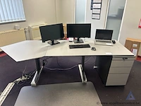 L-vormig kantoorbureau met ladeblok afmetingen 250x80cm