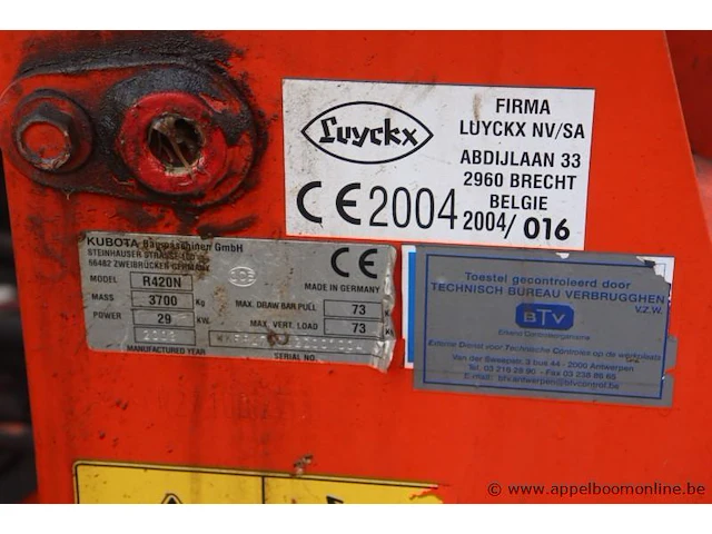 Laadgraafcombinatie kubota r420n, bj 2004, serie nr 01004, werkuren 1111,5, mogelijk platte batterij, vv toebehoren - afbeelding 14 van  16