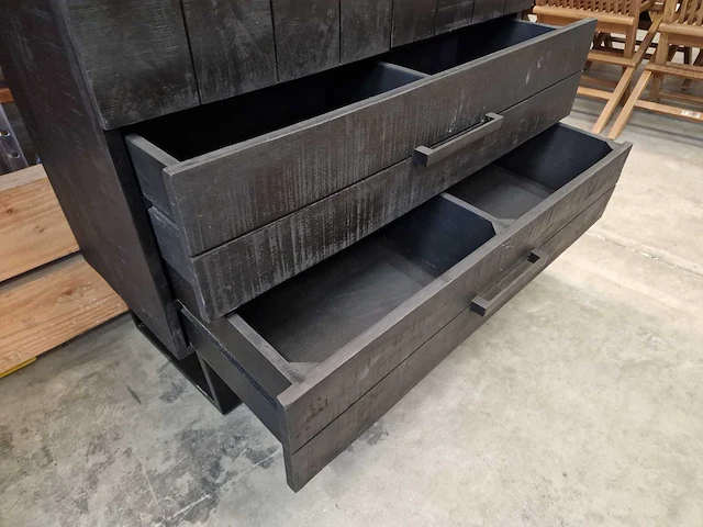 Label51 barkast 94cm x 40cm x h160cm met 2 draaideuren + 2 lades - poten zwart metaal - afbeelding 4 van  4