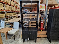 Label51 boekenkast 74cm x 40cm x h190cm met 2 draaideuren - poten zwart metaal - afbeelding 2 van  5