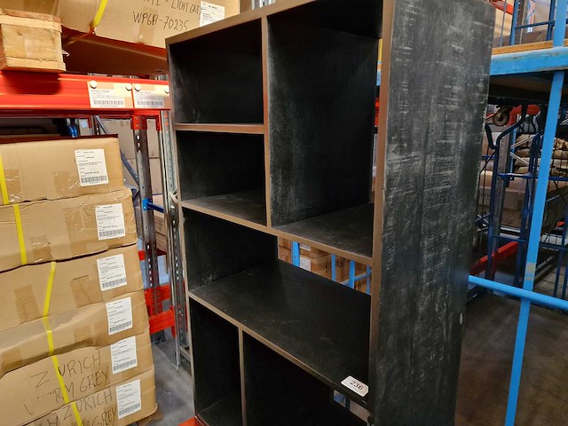 Label51 boekenkast santos massief mango zwart met vakken en 2 draaideuren - afbeelding 2 van  3