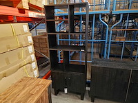 Label51 boekenkast santos massief mango zwart met vakken en 2 draaideuren - afbeelding 1 van  3