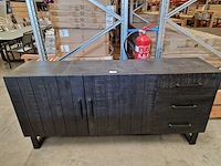 Label51 dressoir 178cm x 40cm x h85cm - 3 laden en 2 deuren - vintage zwart