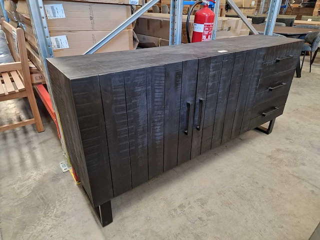 Label51 dressoir 178cm x 40cm x h85cm - 3 laden en 2 deuren - vintage zwart - afbeelding 2 van  5