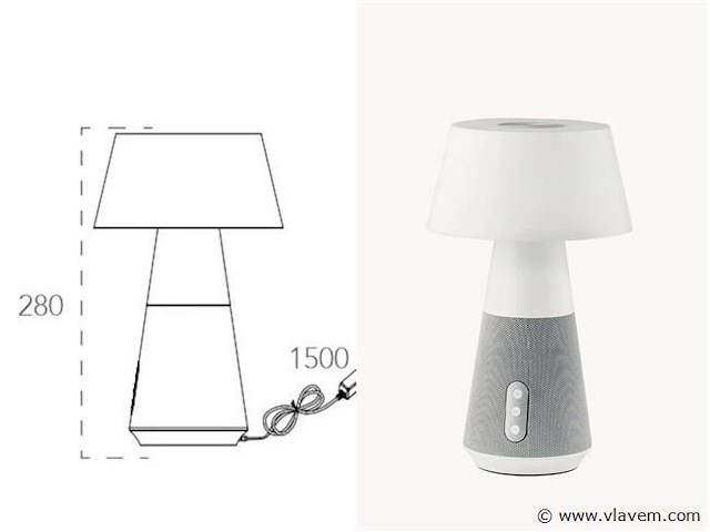 Lad decibel oplaadbare tafellamp met bluetooth speaker - afbeelding 3 van  5