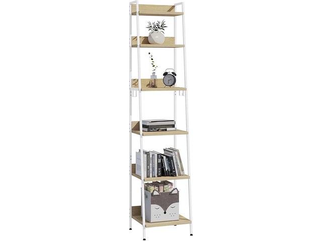 Ladder plank opslagplank 6-laag boekenkast - afbeelding 3 van  8