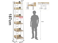 Ladder plank opslagplank 6-laag boekenkast - afbeelding 4 van  8