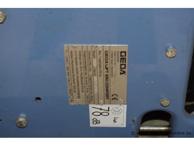 Ladderlift, geda, lift 250 comfort, 230v, 1.3kw, werking niet gekend - afbeelding 2 van  2