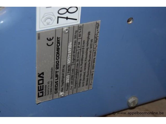 Ladderlift, geda, lift 250 comfort, 230v, 1.3kw, werking niet gekend - afbeelding 2 van  2