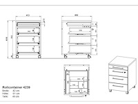Ladeblok osmond 4 lades - lichtgrijs - afbeelding 7 van  7