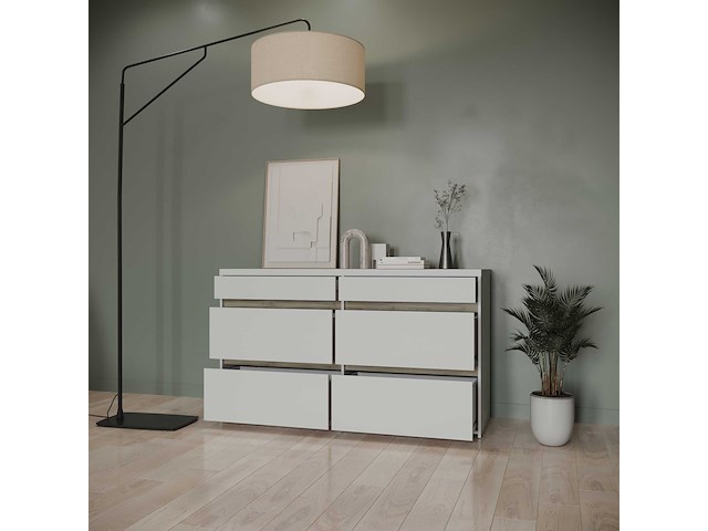Ladekast clyde - met 6 lades - wit/eikdecor - afbeelding 4 van  8