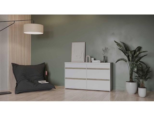 Ladekast clyde - met 6 lades - wit/eikdecor - afbeelding 8 van  8