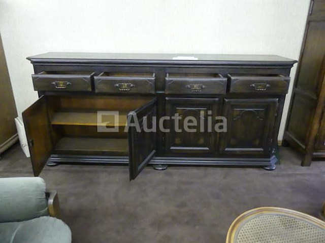 Ladekast met 4 deuren, 4 lades van massief eikenhout - afbeelding 2 van  4