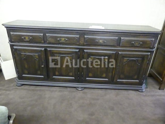 Ladekast met 4 deuren, 4 lades van massief eikenhout - afbeelding 3 van  4