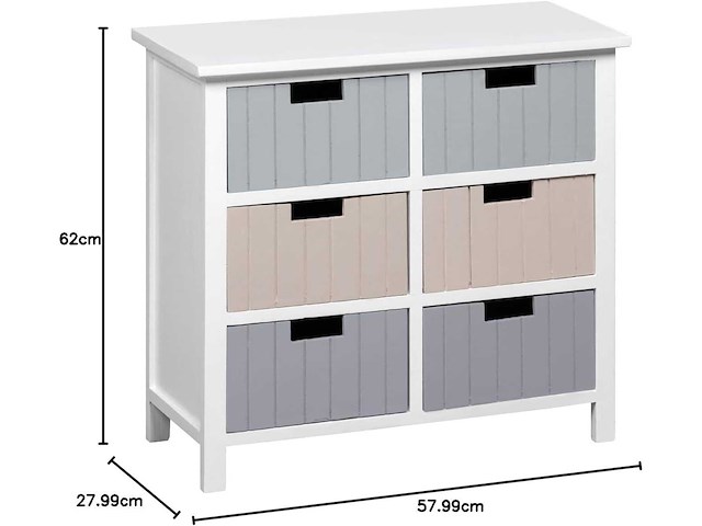 Ladekast met 6 houten lades - afbeelding 3 van  4