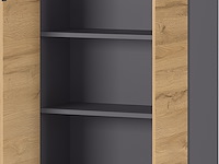 Lage archiefkast osmond 80cm met 2 deuren - eik/grafiet - afbeelding 1 van  5