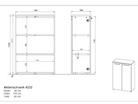 Lage archiefkast osmond 80cm met 2 deuren - eik/grafiet - afbeelding 4 van  5