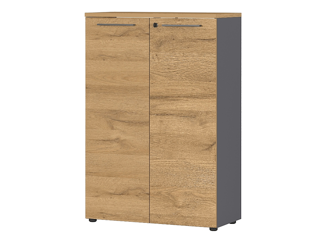 Lage archiefkast osmond 80cm met 2 deuren - eik/grafiet - afbeelding 5 van  5