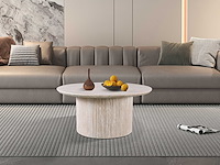 Lagos' 80 cm ronde salontafel travertin beige | bovenblad met 3d papier op mdf - afbeelding 1 van  7