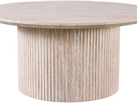 Lagos' 80 cm ronde salontafel travertin beige | bovenblad met 3d papier op mdf - afbeelding 3 van  7