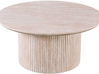 Lagos' 80 cm ronde salontafel travertin beige | bovenblad met 3d papier op mdf - afbeelding 4 van  7