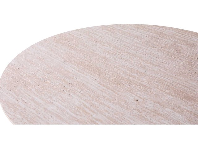 Lagos' 80 cm ronde salontafel travertin beige | bovenblad met 3d papier op mdf - afbeelding 5 van  7