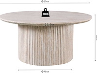 Lagos' 80 cm ronde salontafel travertin beige | bovenblad met 3d papier op mdf - afbeelding 7 van  7