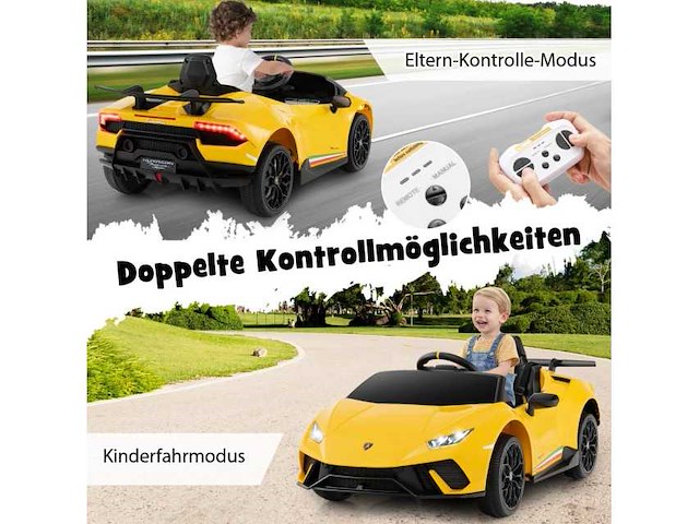 Lamborghini 12v elektrische kinderauto met afstandsbediening en led-verlichting - afbeelding 4 van  8