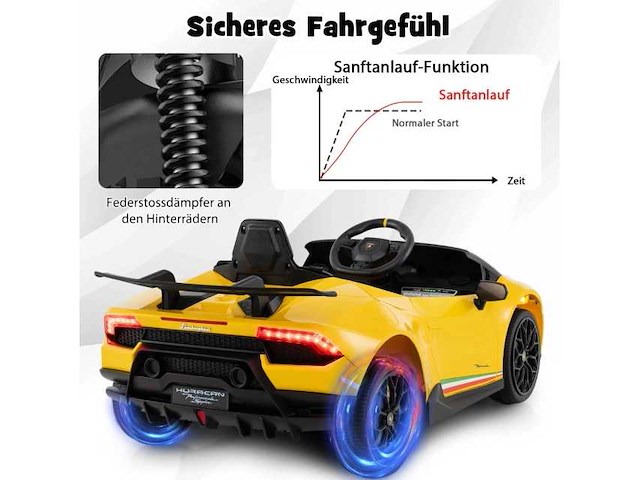 Lamborghini 12v elektrische kinderauto met afstandsbediening en led-verlichting - afbeelding 6 van  8