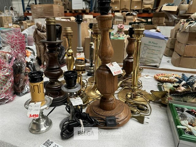 Lampvoet in hout, in koper en aluminium - afbeelding 1 van  4