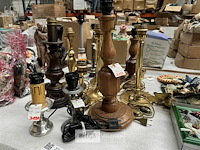 Lampvoet in hout, in koper en aluminium - afbeelding 1 van  4