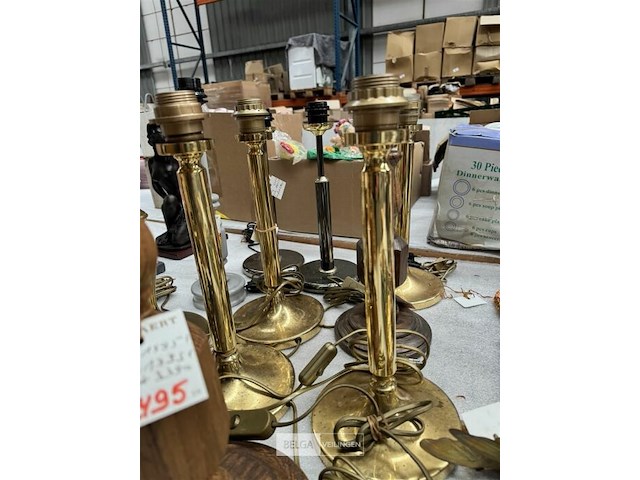 Lampvoet in hout, in koper en aluminium - afbeelding 2 van  4