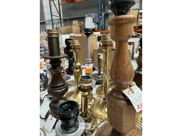 Lampvoet in hout, in koper en aluminium - afbeelding 3 van  4