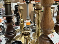 Lampvoet in hout, in koper en aluminium - afbeelding 3 van  4