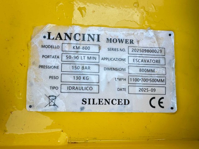 Lancini - 2025 - km-800 - klepelmaaier passend op graafmachine - afbeelding 15 van  16