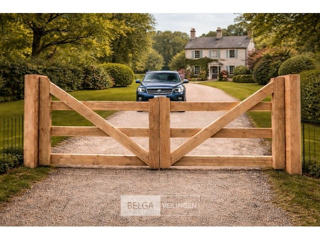 Landhekwerk poort 300cm breed 100/135 cm hoog - afbeelding 2 van  5