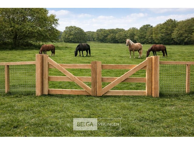 Landhekwerk poort, afm 300cm breed x 100/135cm hoog - afbeelding 1 van  5