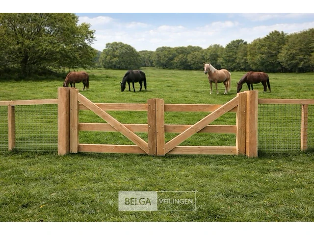 Landhekwerk poort, afm 300cm breed x 100/135cm hoog - afbeelding 1 van  5