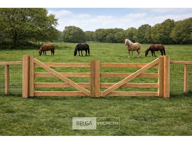 Landhekwerk poort, afm 400cm breed x 100/135 cm hoog - afbeelding 1 van  5
