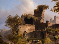 Landscape with cattle resting near ruins, oil on panel 33.5 x 41 cm. (13.18 x 16.14 in.), frame: 50 x 58 cm. (19.67 x 22.82 in.) - afbeelding 5 van  5