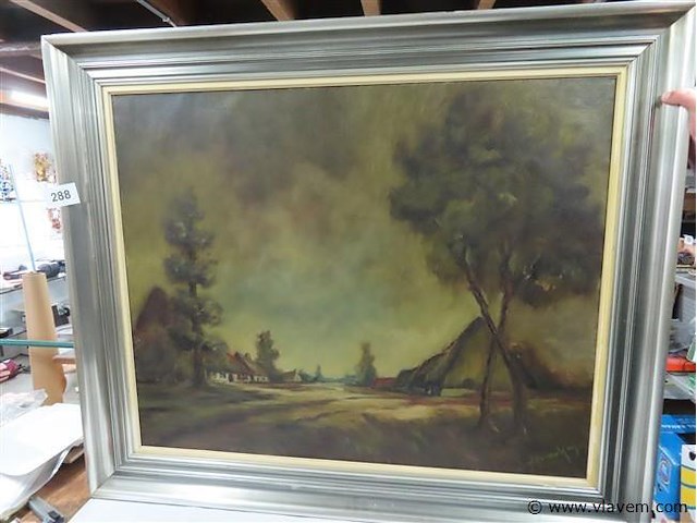 Landschap olie op doek 100x120cm - afbeelding 1 van  3