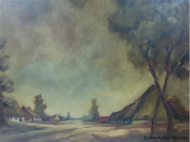 Landschap olie op doek 100x120cm - afbeelding 2 van  3
