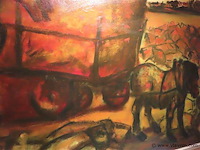 Landschap, olie op doek, gesigneerd - afbeelding 2 van  3