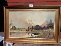 Landschap, olie op doek, henri joseph pauwels