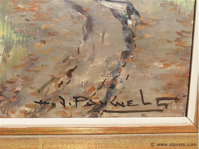 Landschap, olie op doek, henri joseph pauwels - afbeelding 3 van  3