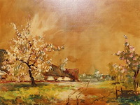 Landschap, olie op doek, henri joseph pauwels - afbeelding 2 van  3